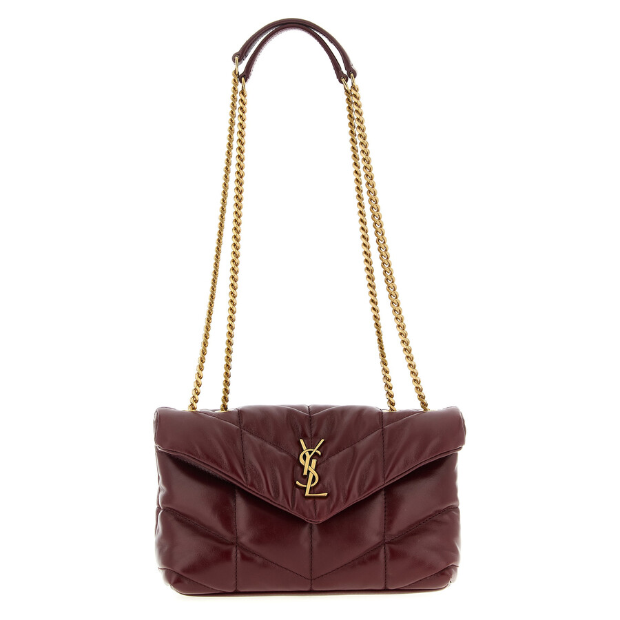 Saint Laurent Loulou Puffer Toy Shoulder Bag In Burgundy