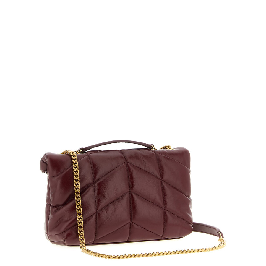 Saint Laurent Loulou Puffer Toy Shoulder Bag In Burgundy