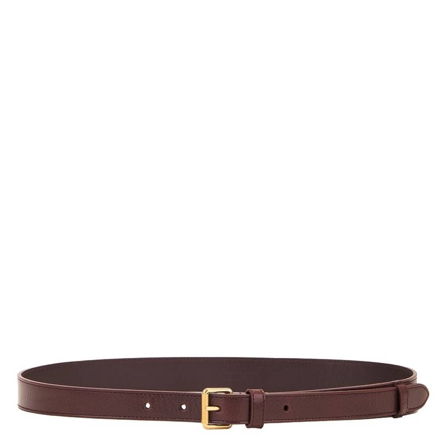 Saint Laurent Men's Red Tan Motorcycle 2cm Belt, Size 85 799095