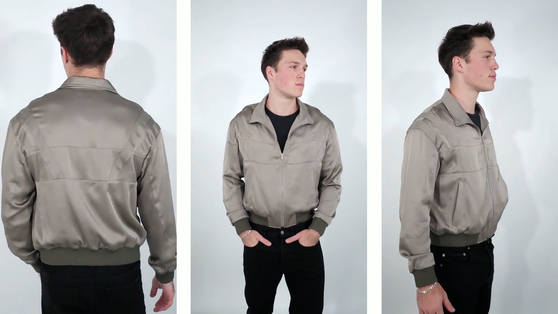 Saint Laurent Men's Teddy Jacket In Satin, Brand Size 48 ( US Size