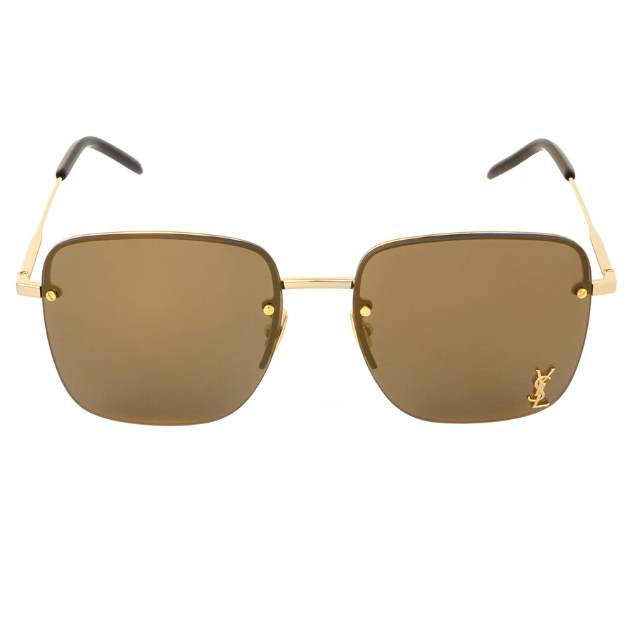 Saint Laurent Mirrored Brown Square Ladies Sunglasses Sl 312 M 006 58 In Gold