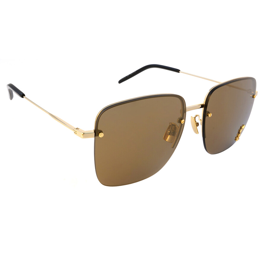 Saint Laurent Mirrored Brown Square Ladies Sunglasses Sl 312 M 006 58 In Gold