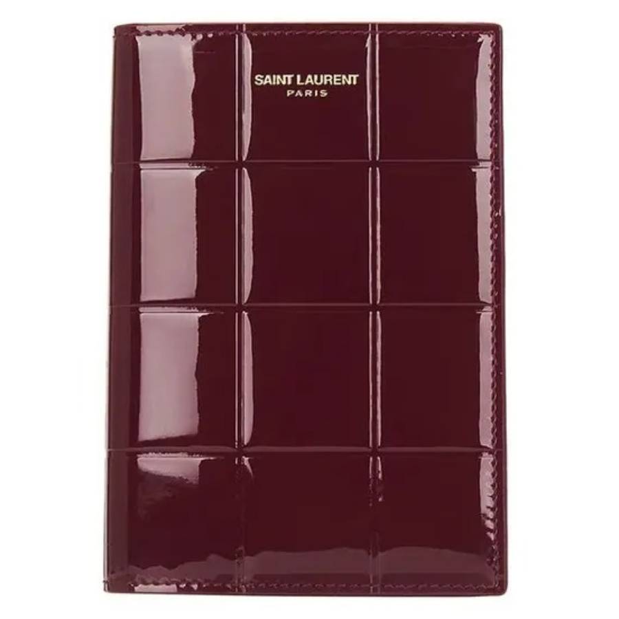 Yves Saint Laurent ブラウンケース　AJIOKA Saint Laurent Passport Holder In Burgundy 808434 AAD1W 6259