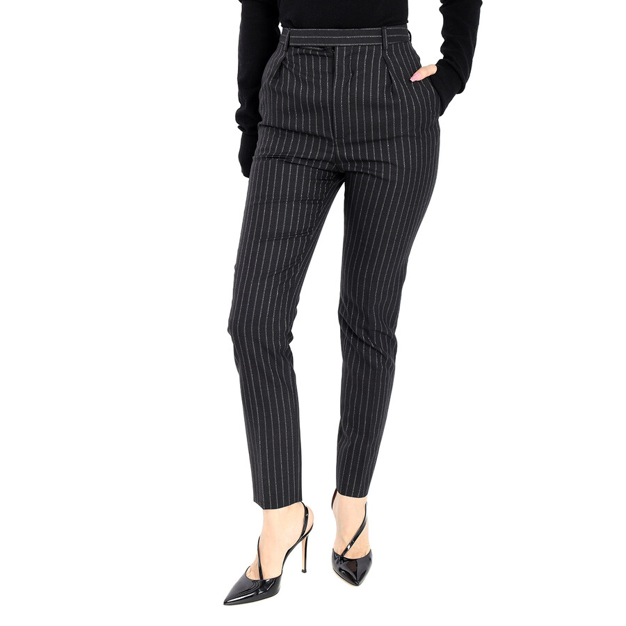 Pinstripe High-Waisted Trousers