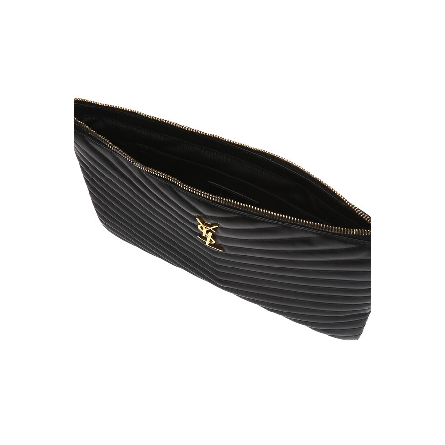 Saint Laurent Quilted Clutch Bag In Black