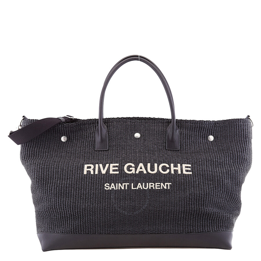 Saint Laurent Rive Gauche Logo Embroidered Shopper Bag In Black