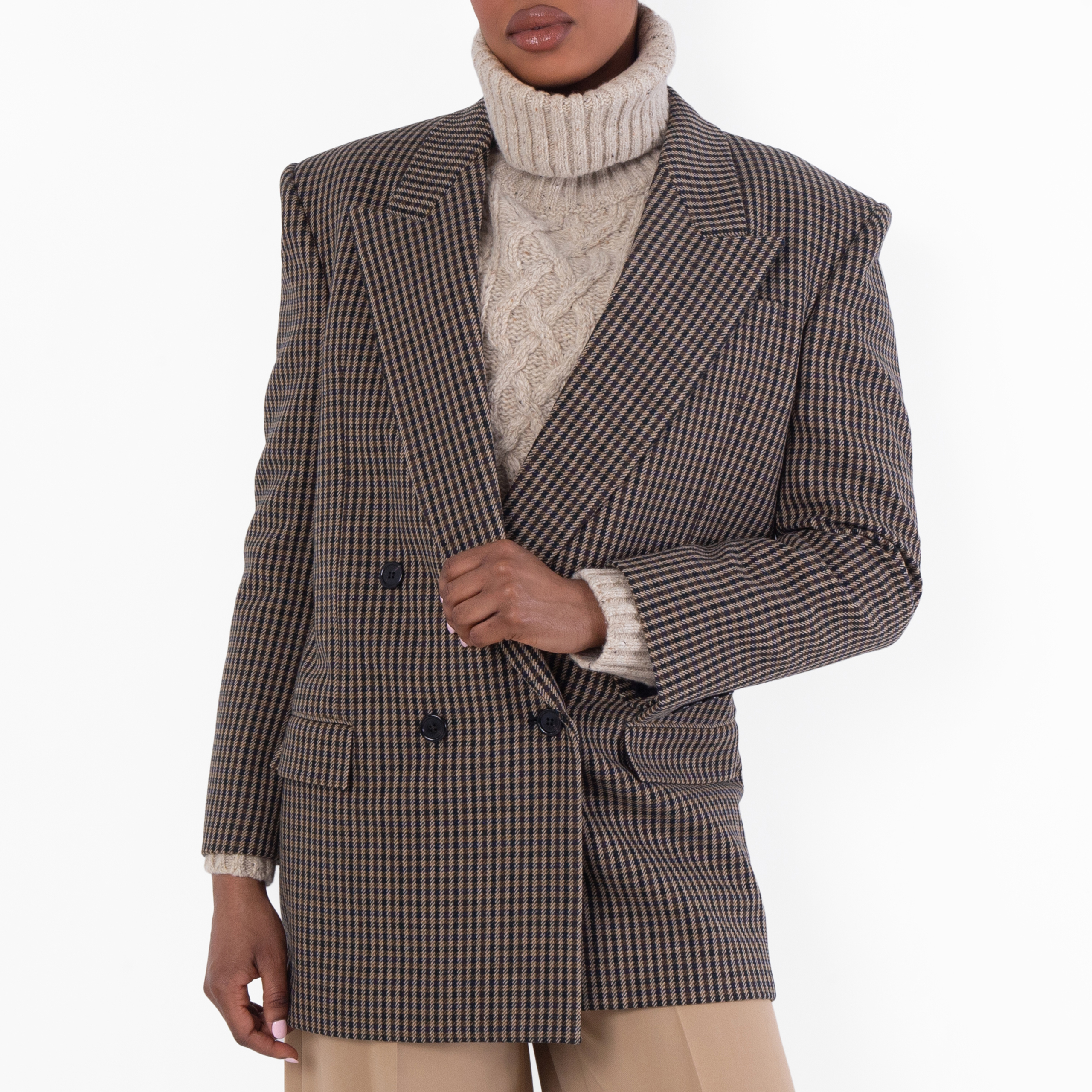Saint Laurent Vichy Wool Checked Blazer Jacket, Brand Size 40