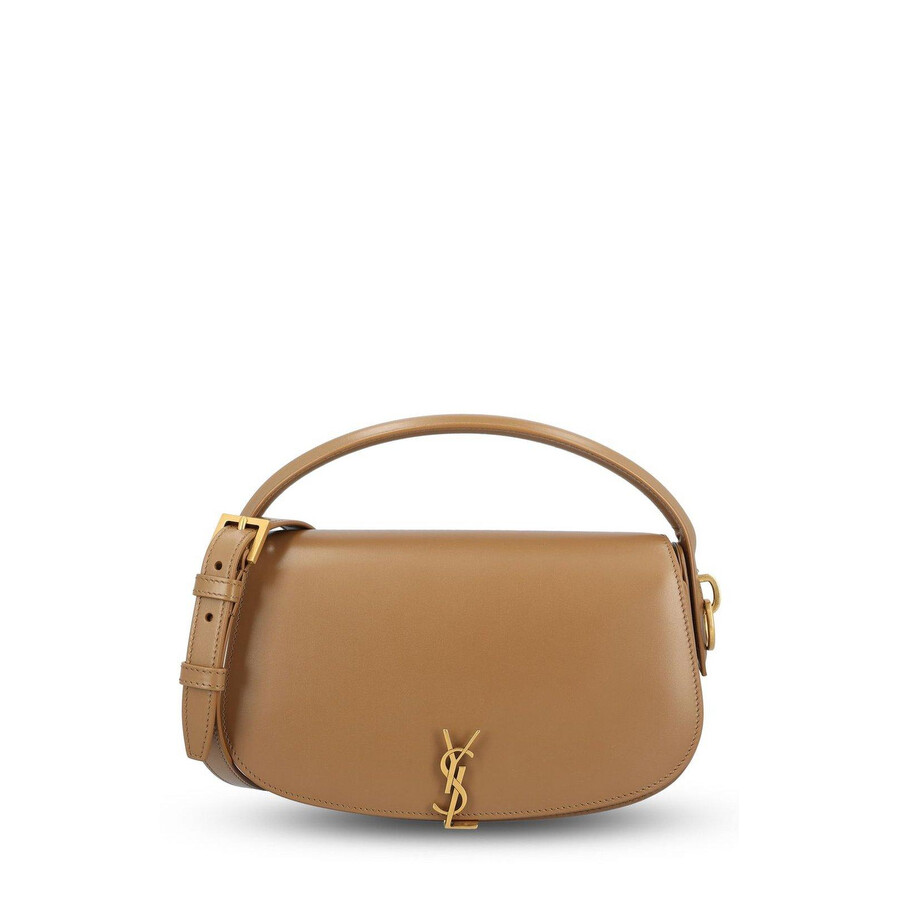 Saint Laurent Voltaire Logo Plaque Shoulder Bag In Brown