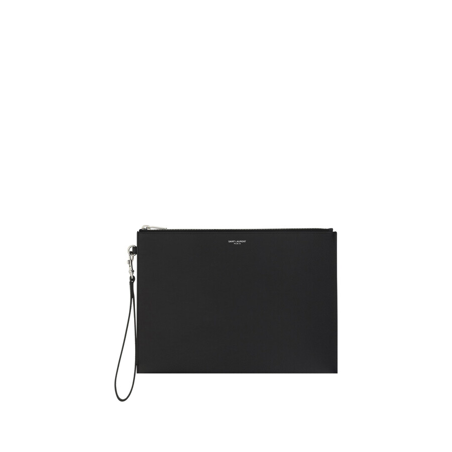 Saint Laurent Zip-up Clutch Bag In Black