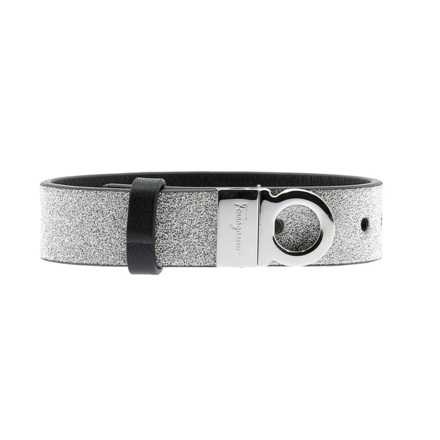 Ferragamo Salvatore  Adjustable And Reversible Gancini Bracelet In Gray
