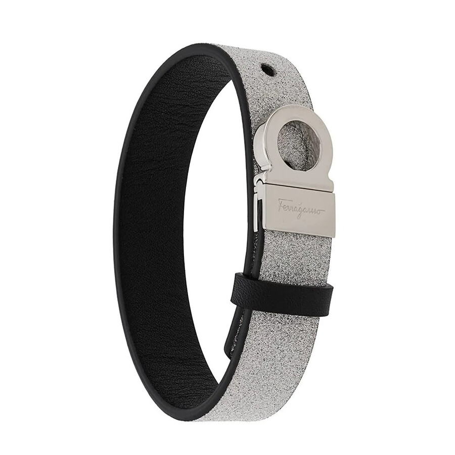 Ferragamo Salvatore  Adjustable And Reversible Gancini Bracelet In Gray
