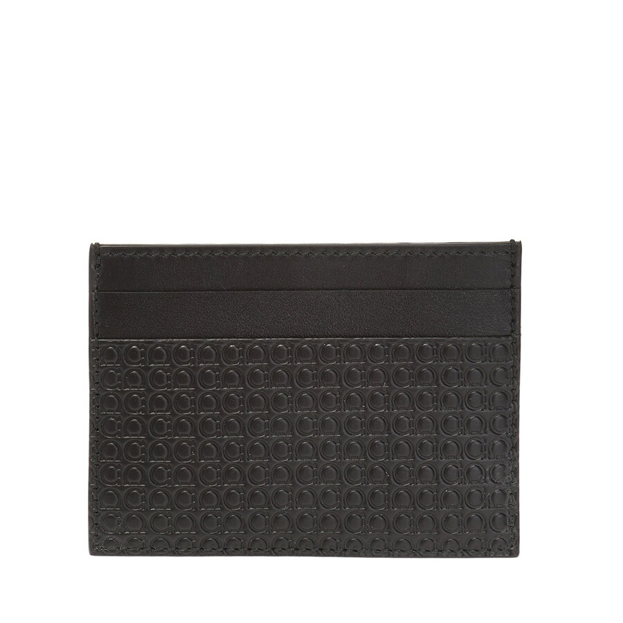 Ferragamo Salvatore Ferragamo Black Gancini Leather Credit Card Holder With Money Clip 66A503