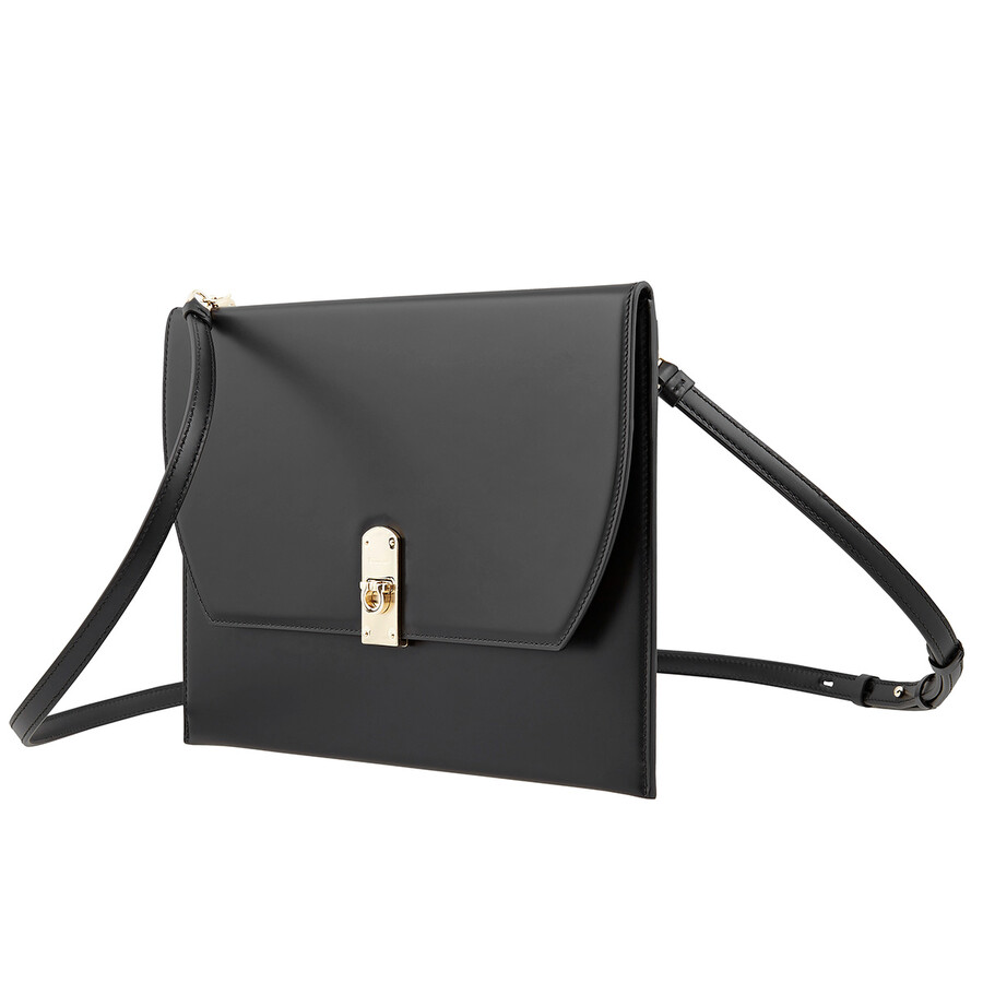 Ferragamo Salvatore Ferragamo Black Leather Boxyz Envelope Minibag