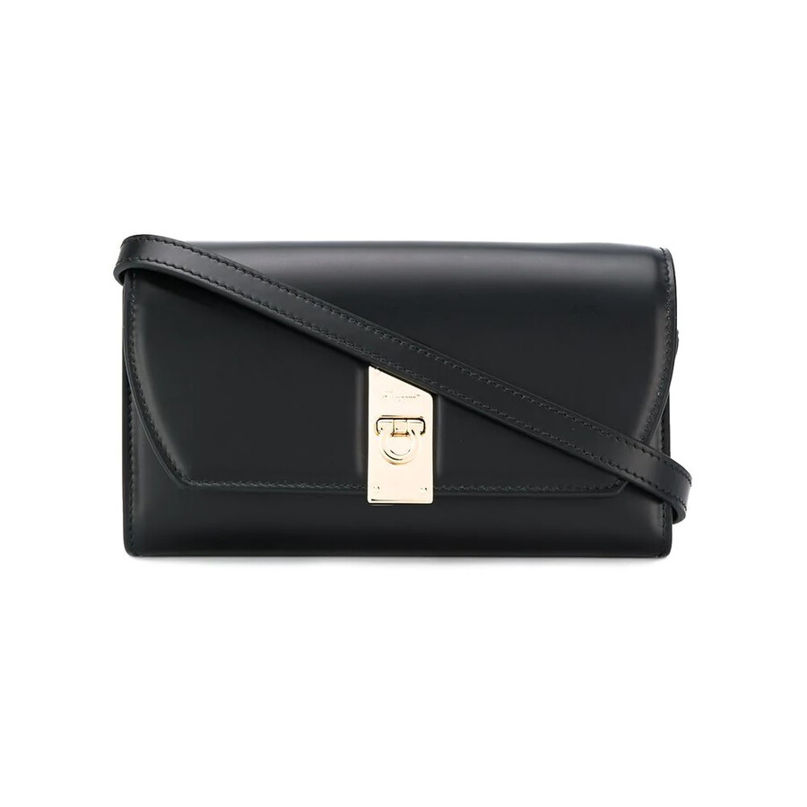 Ferragamo Salvatore Ferragamo Black Leather Boxyz Mini Crossbody/Belt