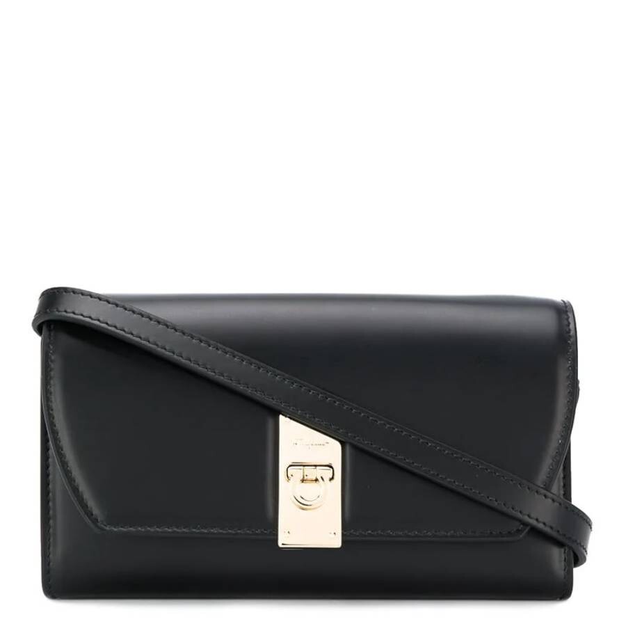 Ferragamo Salvatore Black Leather Boxyz Mini Crossbody/belt Bag In Black