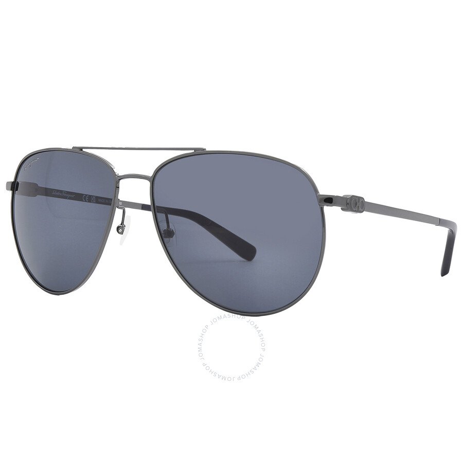 Ferragamo Salvatore Blue Pilot Unisex Sunglasses Sf157s 015 60 In Blue / Dark