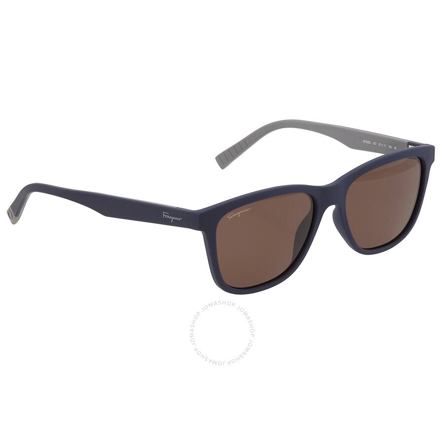 Ferragamo Salvatore Brown Rectangular Men's Sunglasses Sf998s 427 57 In Blue / Brown