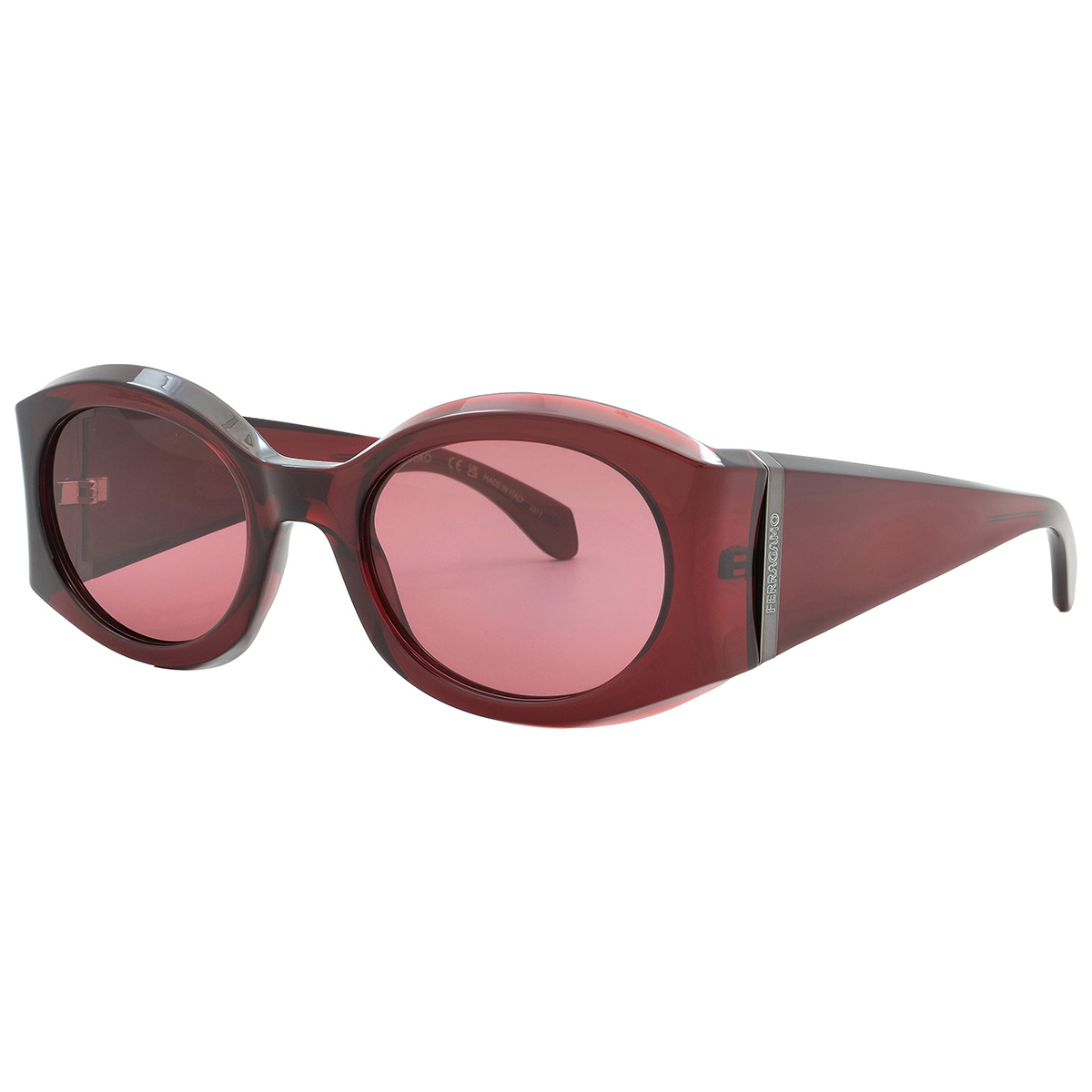 Salvatore Ferragamo Burgundy Oval Ladies Sunglasses SF2008S  display picture 1