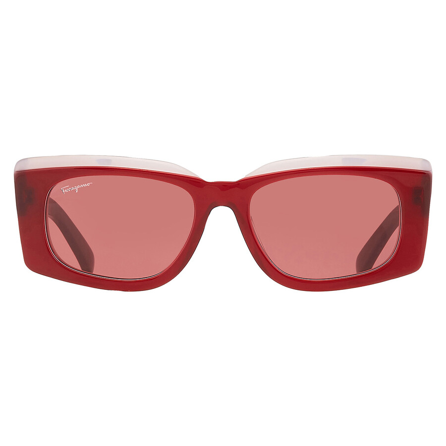 Ferragamo Salvatore  Burgundy Rectangular Ladies Sunglasses Sf1079s 614 54