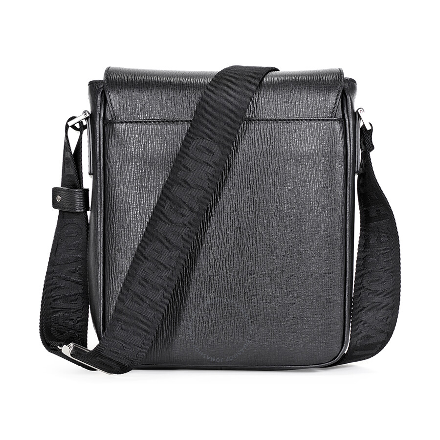 Salvatore Ferragamo Calfskin Leather Messenger Bag - Black - Salvatore ...