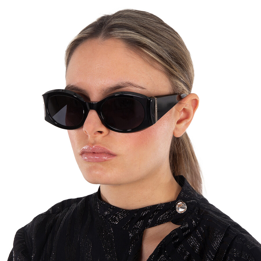 Ferragamo Dark Grey Oval Ladies Sunglasses Sf2008s 001 55