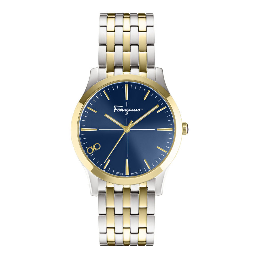 Salvatore Ferragamo Sapphire Chrono Blue Dial Two Tone Steel Strap Watch for Men - SFME00521