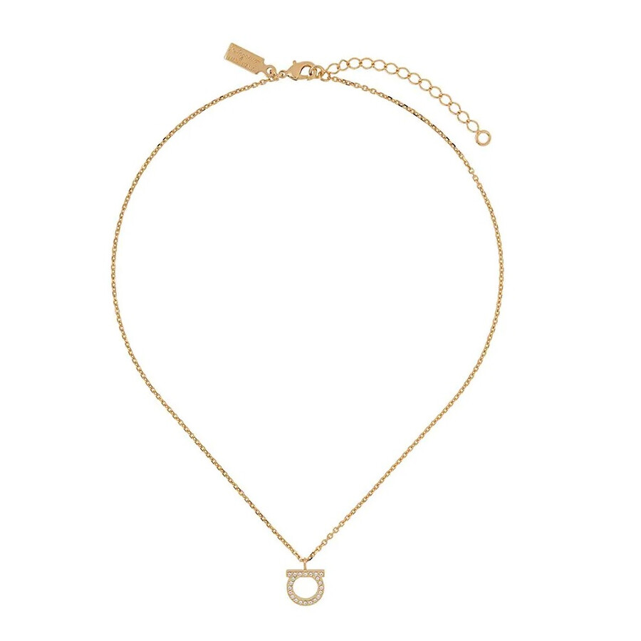 Ferragamo Necklace With Gancini Charm In Brass In Gold Tone