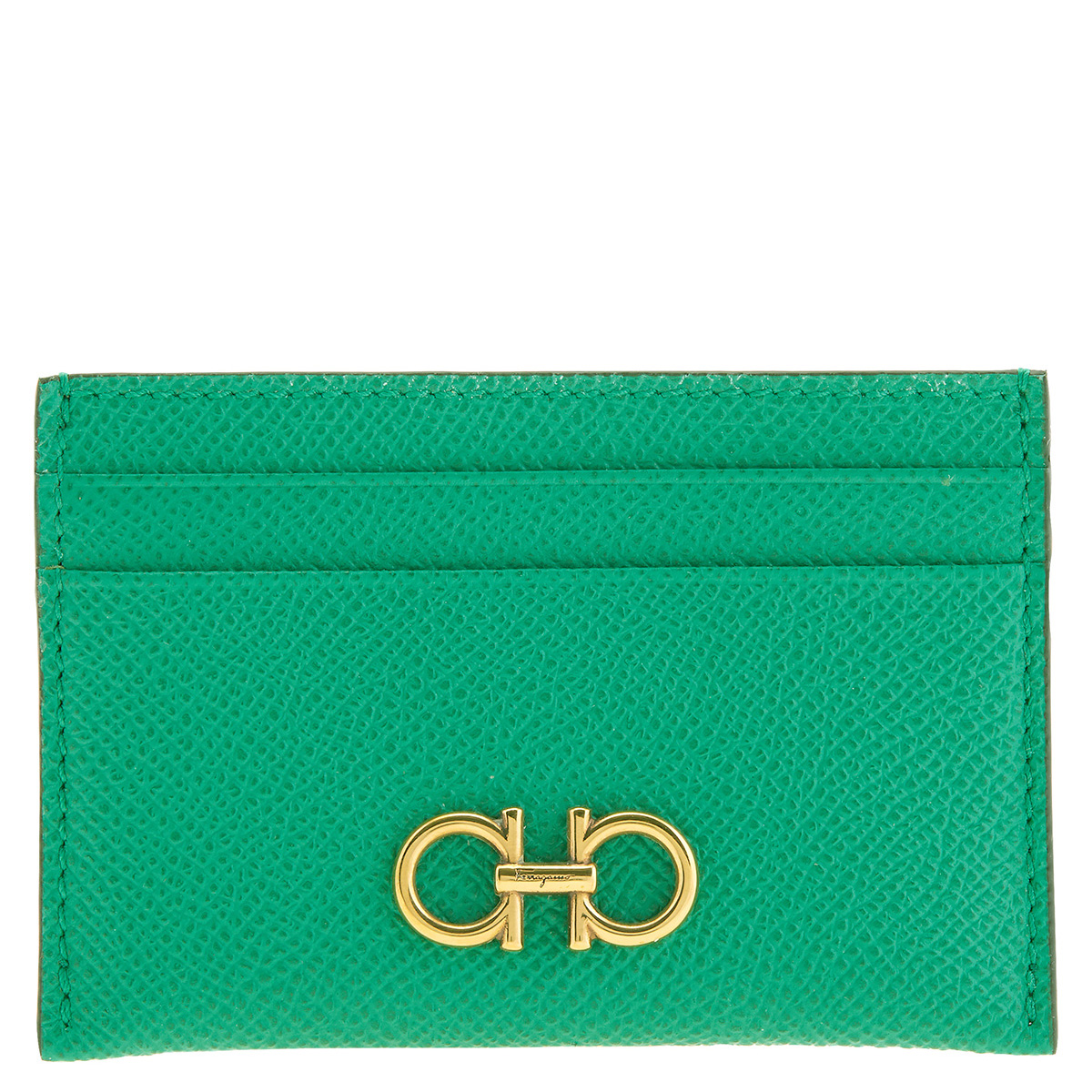 Ferragamo Salvatore Ferragamo Green Gancini Credit Card Holder