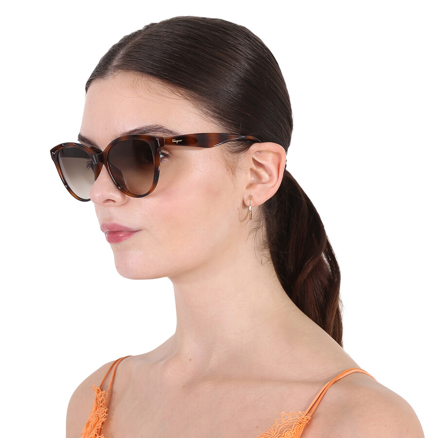 Shop Ferragamo Salvatore  Grey Gradient Butterfly Ladies Sunglasses Sf1073s 240 54 In Grey / Tortoise