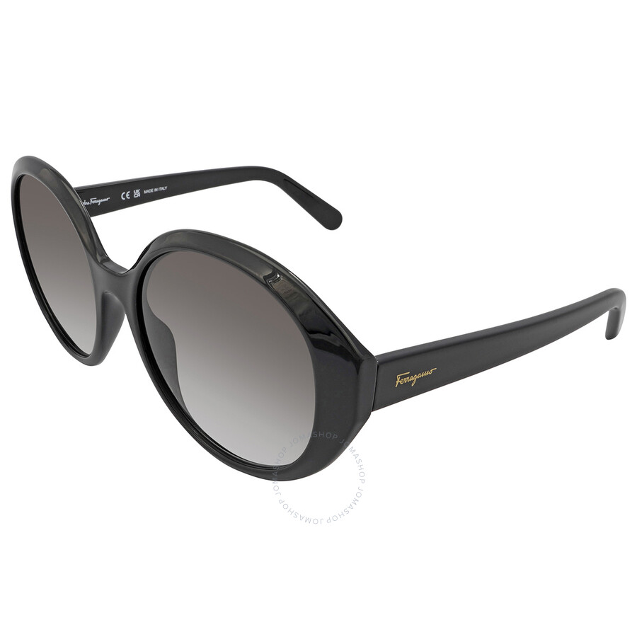 Ferragamo Grey Gradient Round Ladies Sunglasses Sf1067s 001 57 In Black