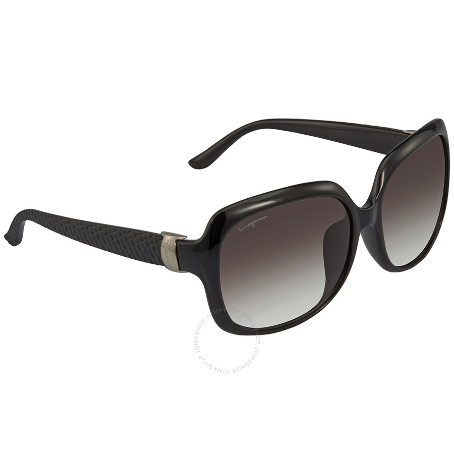 Ferragamo Grey Gradient Square Ladies Sunglasses Sf739sa 001 59 In Black / Grey