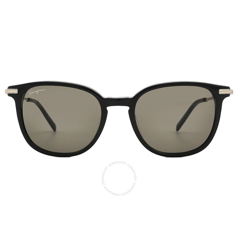 Ferragamo Salvatore  Grey Square Men's Sunglasses Sf1015s 001 52 In Black / Grey