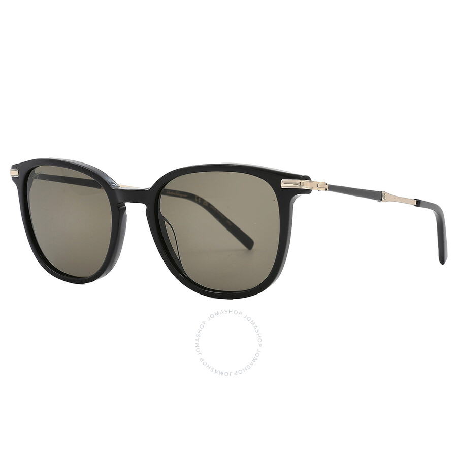 Ferragamo Salvatore  Grey Square Men's Sunglasses Sf1015s 001 52 In Black / Grey