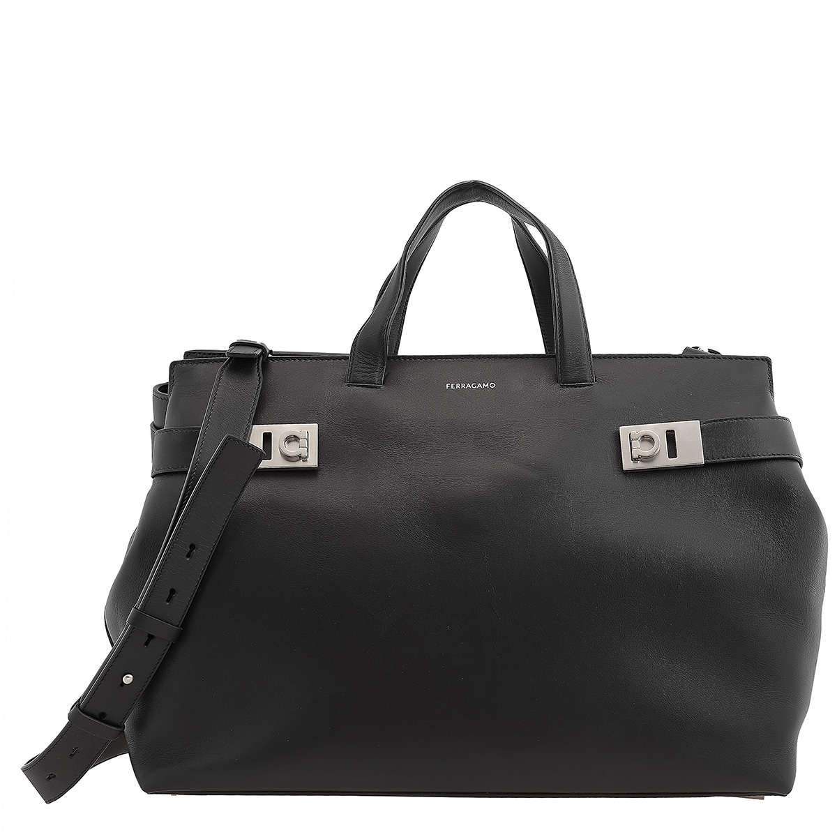 Salvatore Ferragamo Men's Black Calfskin Hybrid Tote Bag 241232
