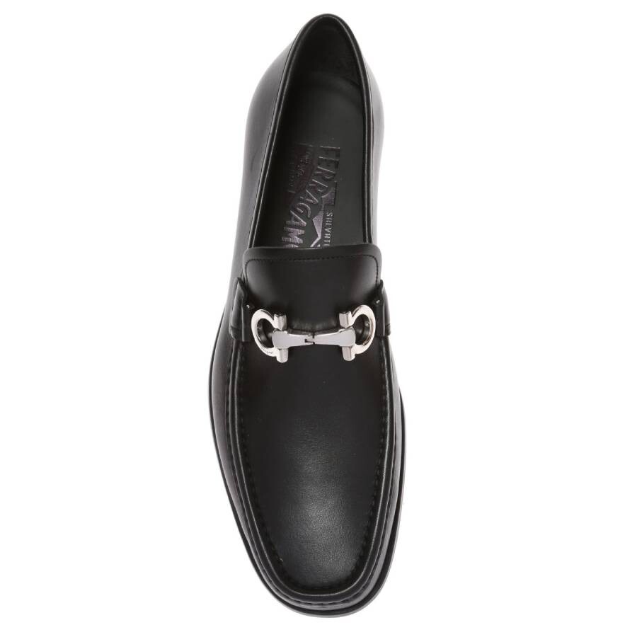 Ferragamo Gancini Ornament Loafers In Calf Leather In Black