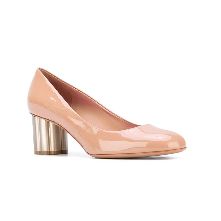 Ferragamo Salvatore Ferragamo Pale Pink Lucca 55 Plain Flower Heel