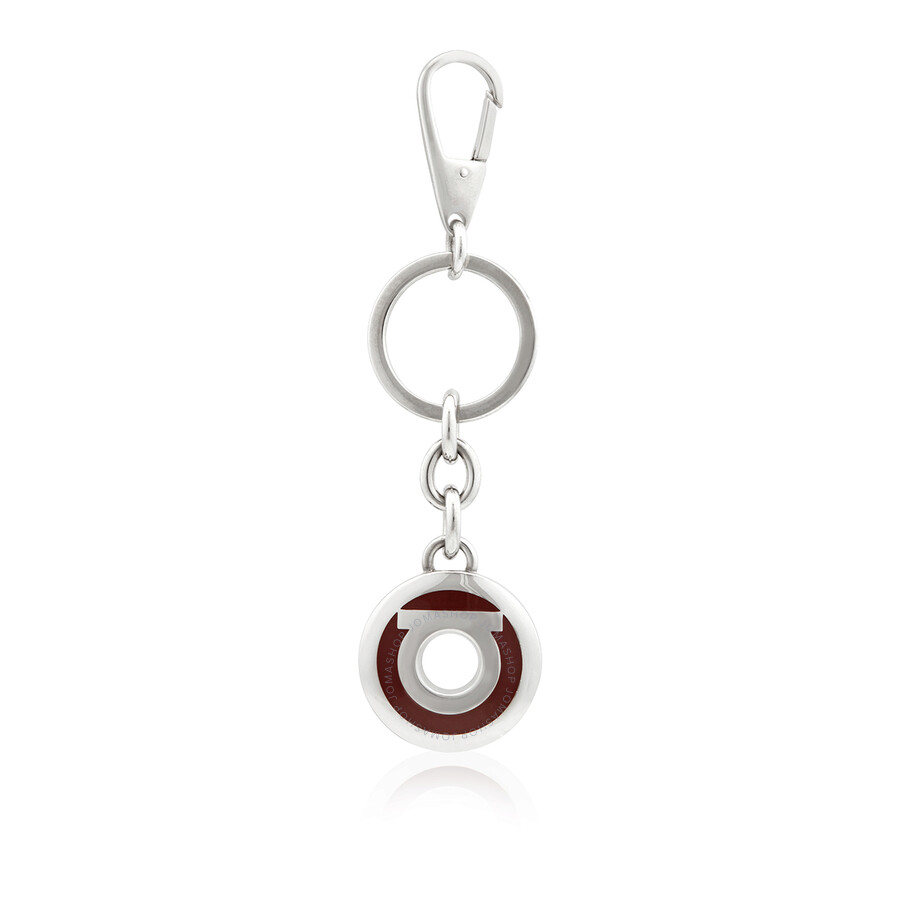Ferragamo Salvatore Ferragamo Pavi Gancini Key Ring Silver/ Red 615983