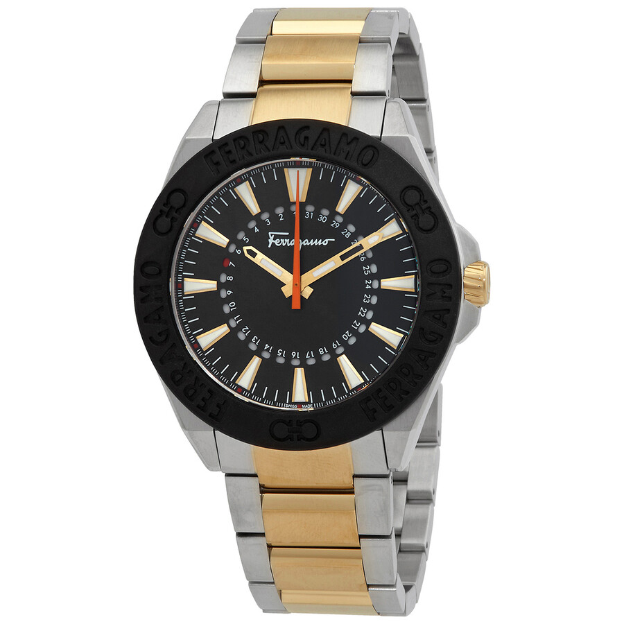 Salvatore Ferragamo Quartz Black Dial Two-Tone Men's Watch SFMQ00622 ...