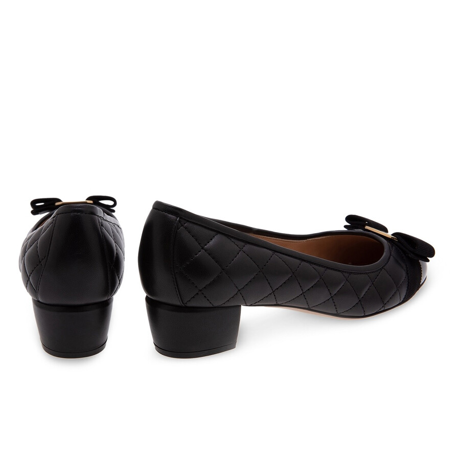 Salvatore Ferragamo|PUMPS(HEELS) (01M832 0702227 #C) Ferragamo Quilted Vara Bow Pumps In Black, Size 10.5 01M832