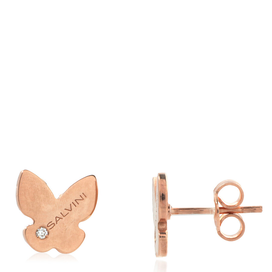 Salvini I Segni 9k Rose Gold 0.02 Ct Diamond Stud Earrings