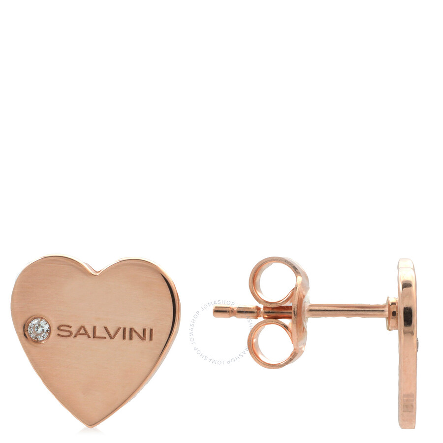 Salvini I Segni 9k Rose Gold Diamond Heart Earrings