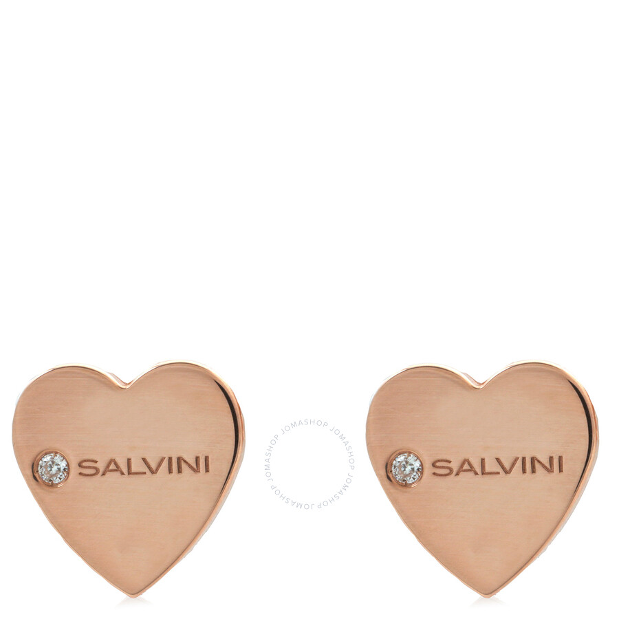Salvini I Segni 9k Rose Gold Diamond Heart Earrings