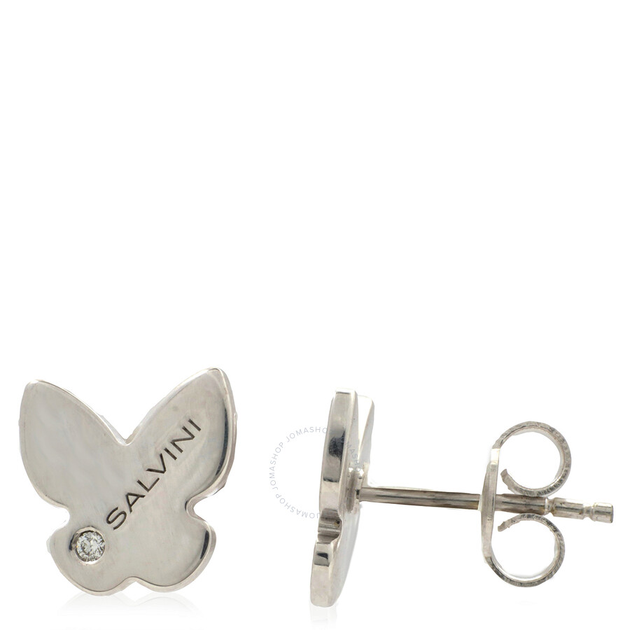 Salvini I Segni 9k White Gold 0.02 Ct Diamond Butterfly Stud Earrings