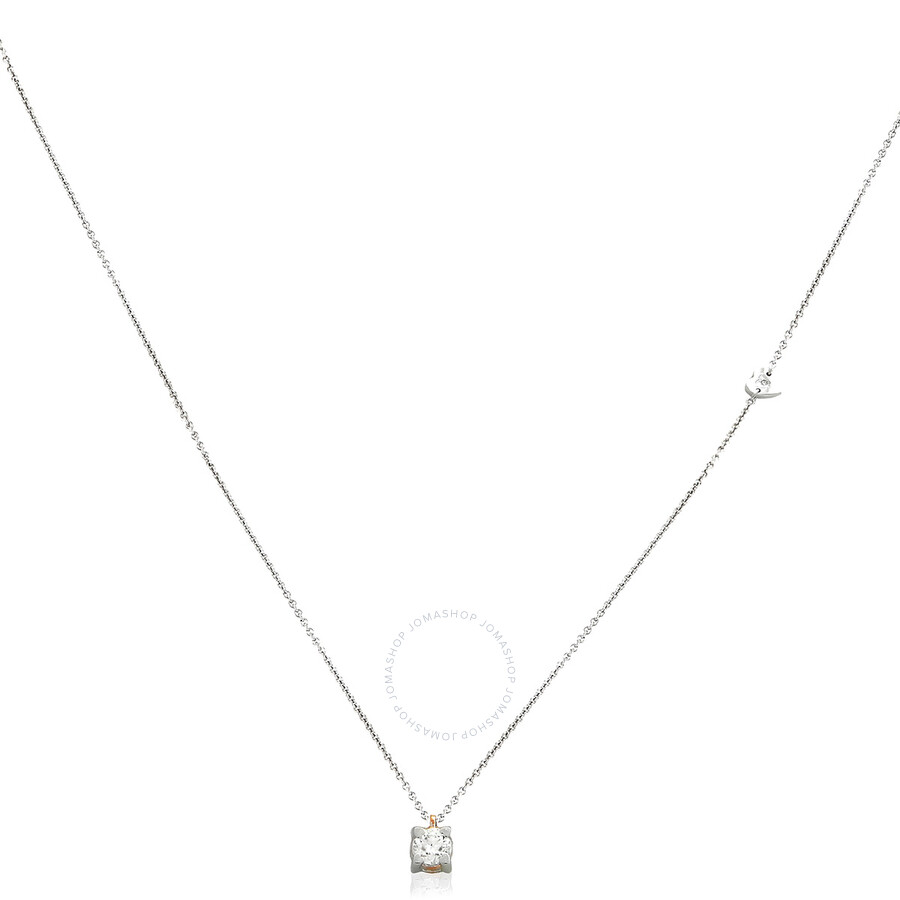 Salvini Ladies White Gold Sculpted Cube Necklace In White/gold Tone