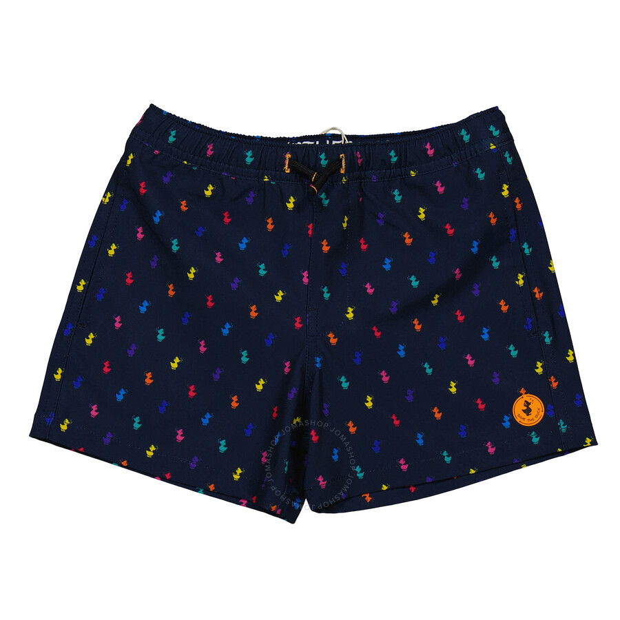 Save The Duck Boys Printed Swim Trunks In Blue