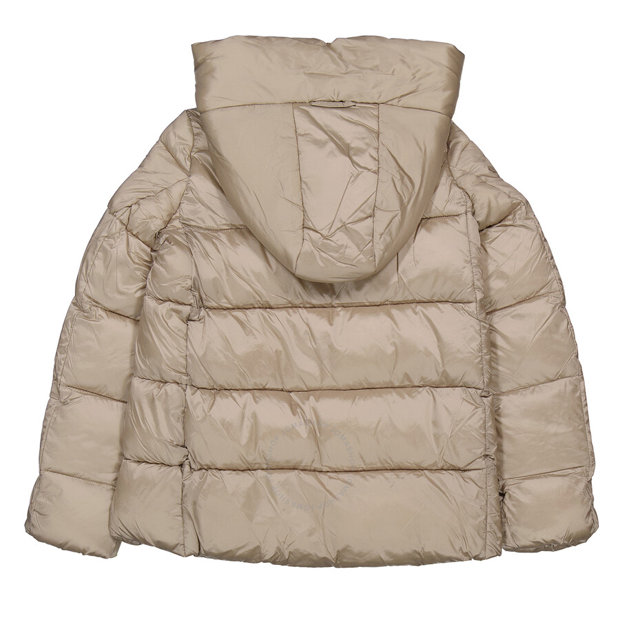 Save The Duck Girls Gracie Logo Patch Puffer Jacket In Beige
