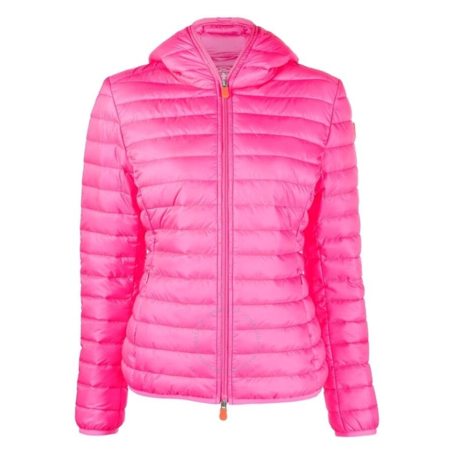 Save The Duck Ladies Fluo Pink Kyla Hooded Puffer Jacket In Pink