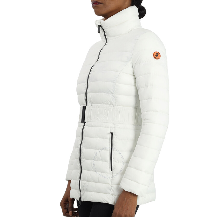 Save The Duck Ladies White Adeline Belted Jacket In White