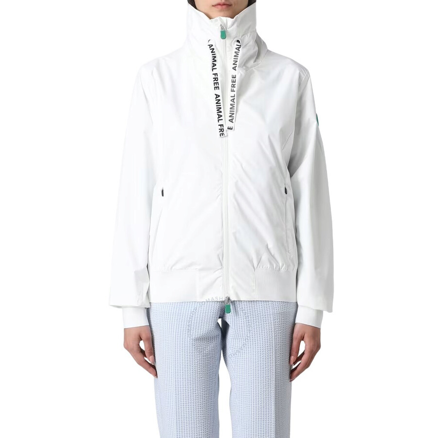 Save The Duck Ladies White Karin Bomber Rain Jacket In White