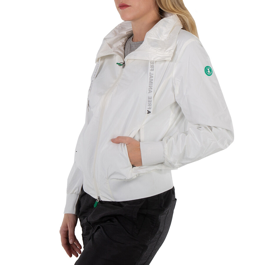 Ladies White Karin Bomber Rain Jacket